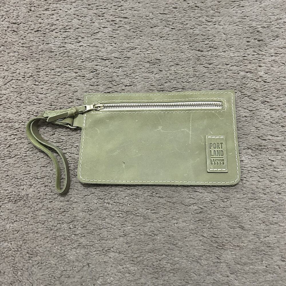 Portland Leather Goods Adriana Pouch Green Genuine Leather Wristlet Wallet Bag